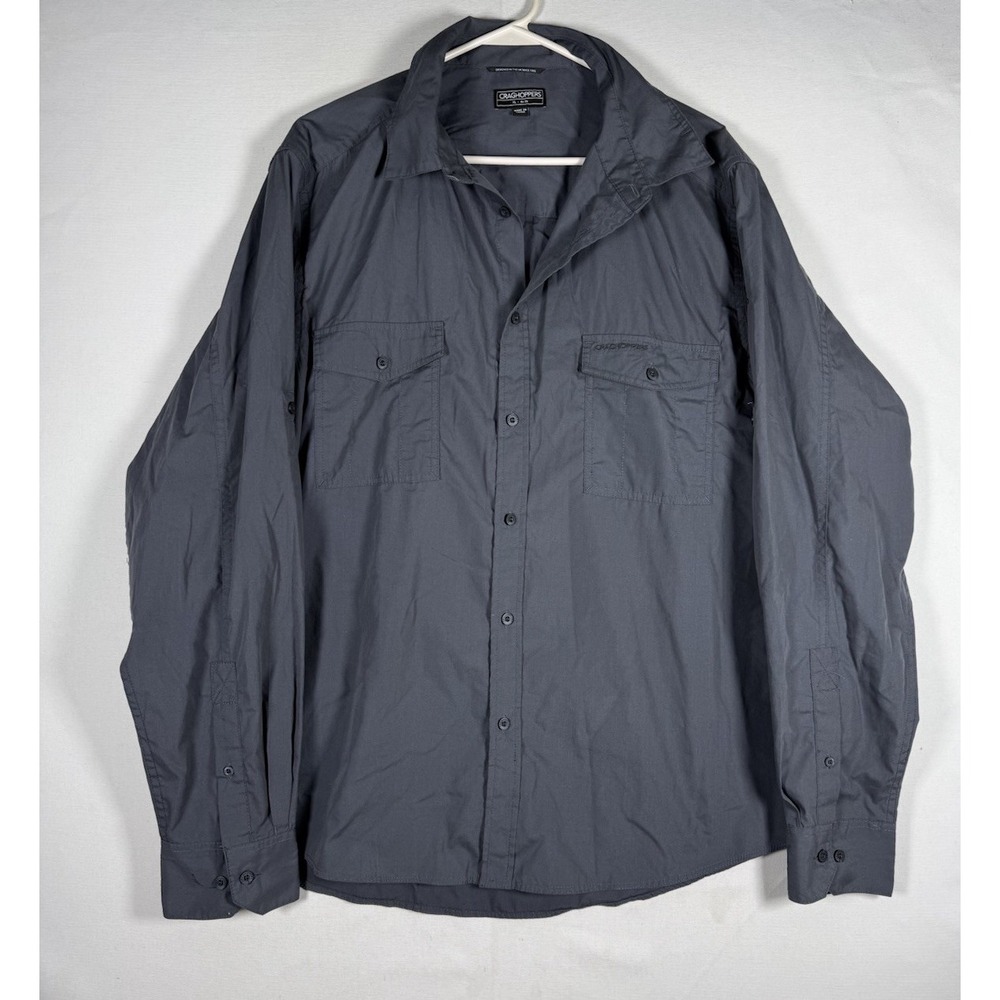 Craghoppers Kiwi Shirt Men's XL Gray Long Sleeve Hiking Walking Outdoor Utility